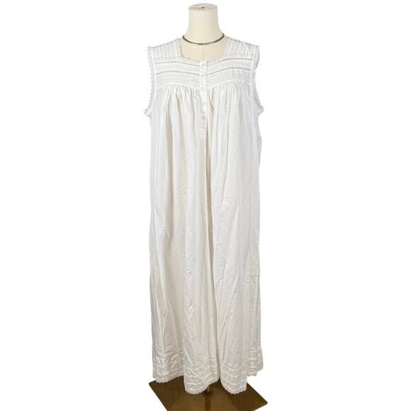 Erika Taylor White Cotton Nightgown XL Lace Trim Prairie Ballet Length - Picture 2 of 10